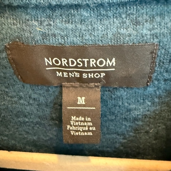 Nordstrom Half Zip Sweater Men Teal Dive Heather Mens Shop Pullover Size Medium - Picture 3 of 3